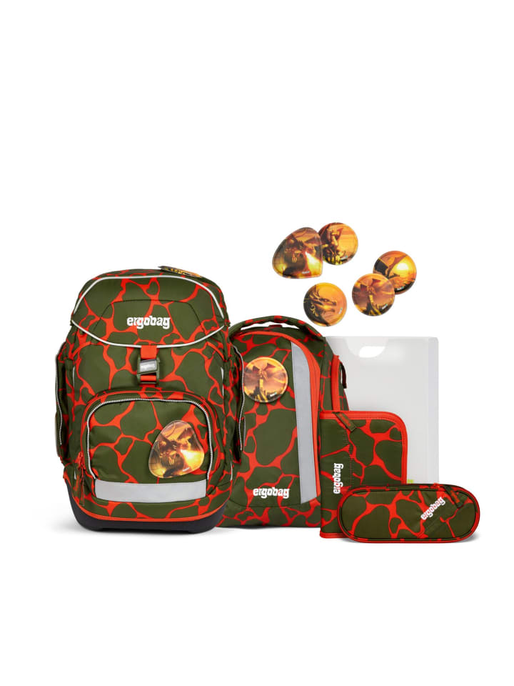 Ergobag Grundschulranzen Pack FeuerspeiBär in grün/rot günstig kaufen onesize