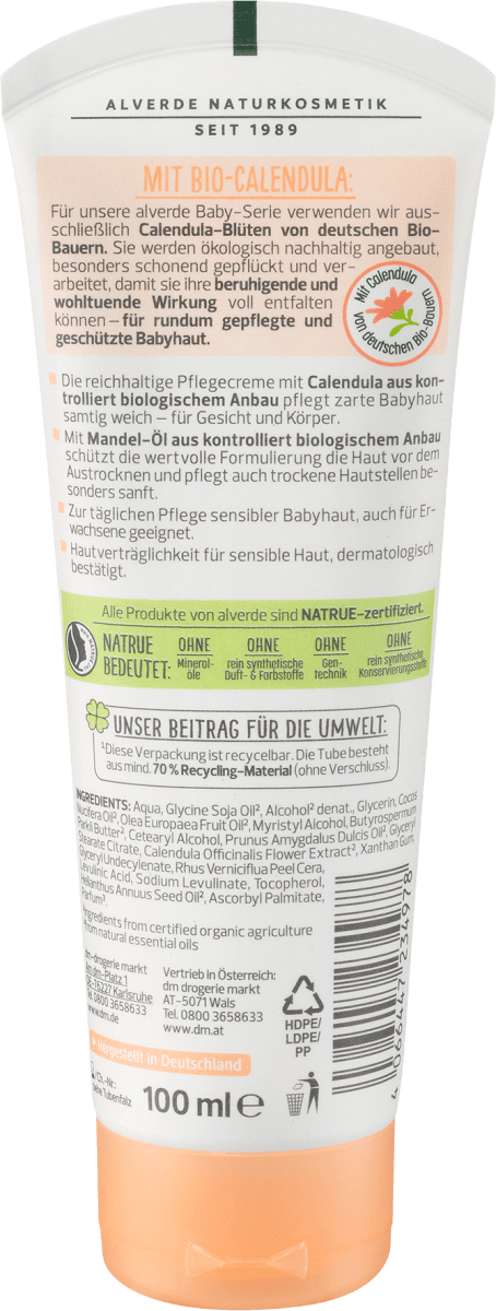 Baby Pflegecreme für Gesicht & Körper Bio-Calendula, 100 ml