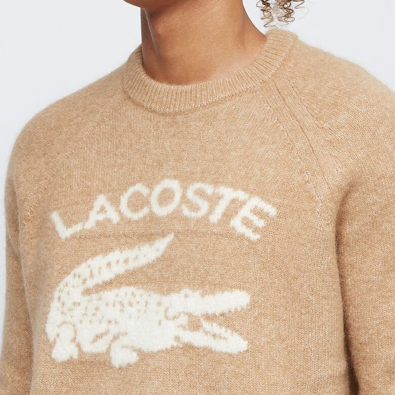 Lacoste Front Print Mohair Sweater beige