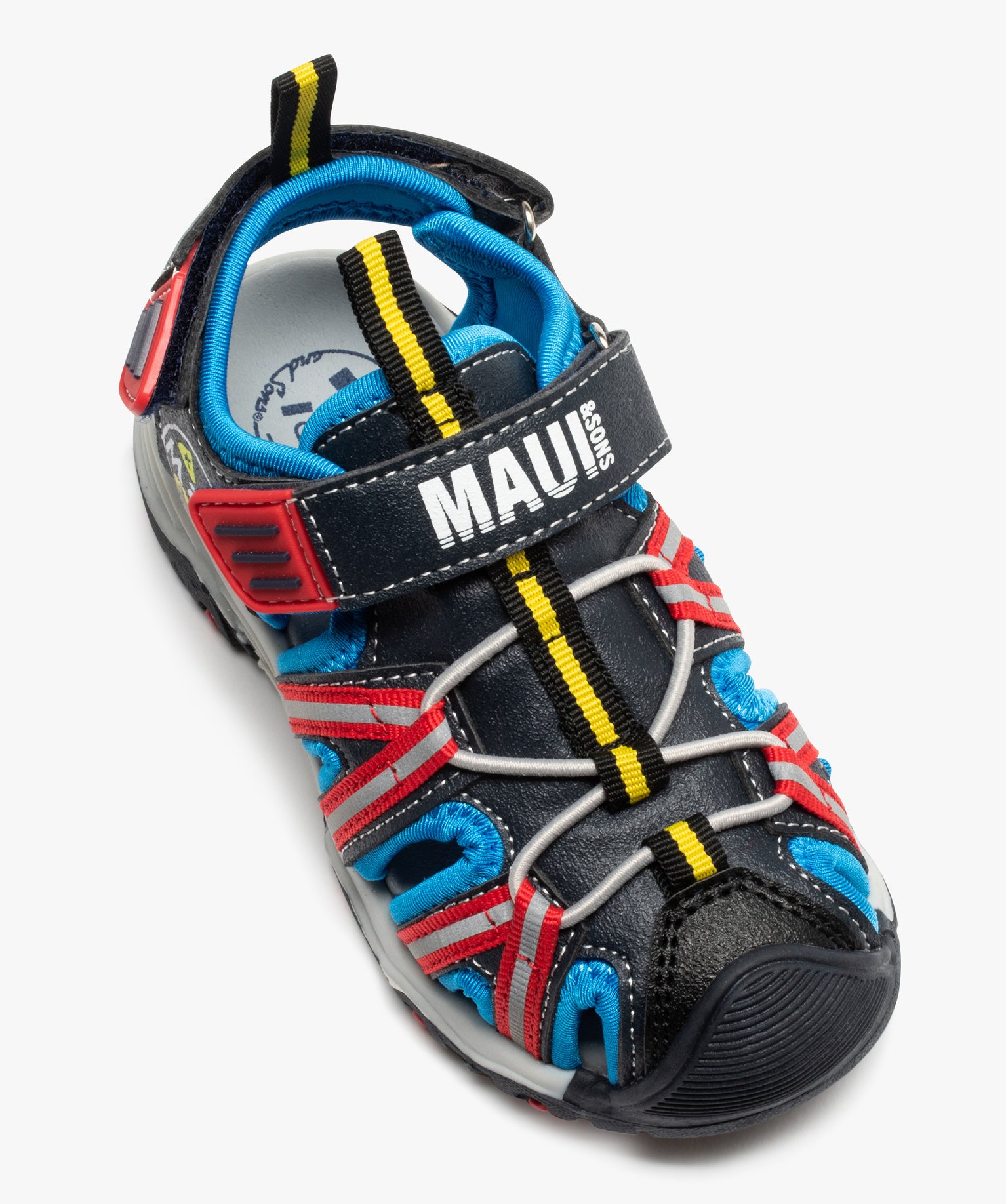Sandales Garçon multicolores à double scratch - Maui & Sons gris | GEMO