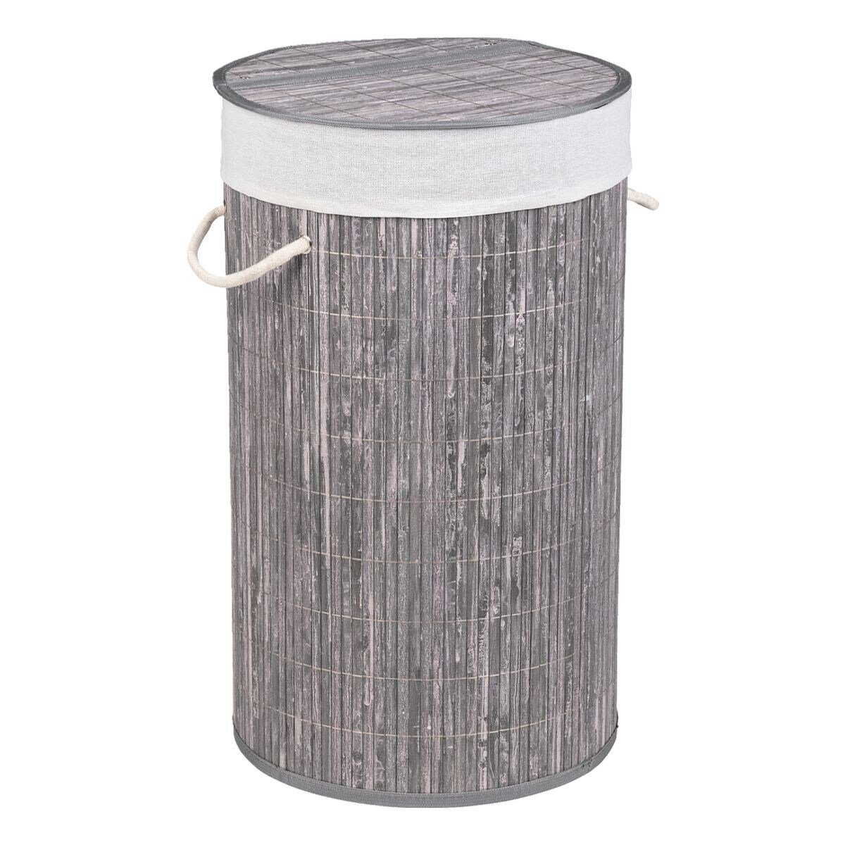 WENKO Wäschekorb Bamboo, 55 Liter, mit Deckel