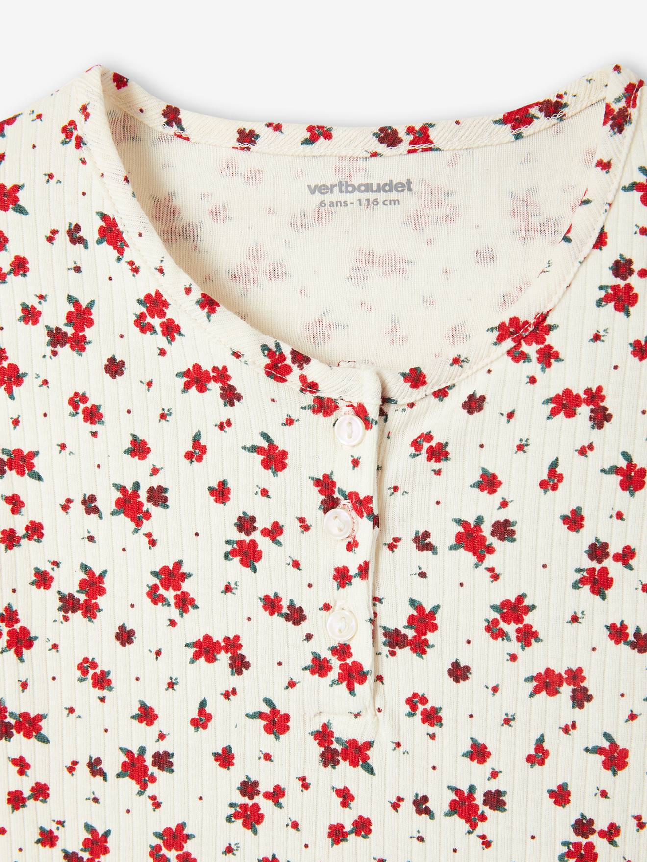 Débardeur à fleurs maille côtelée fille multicolore