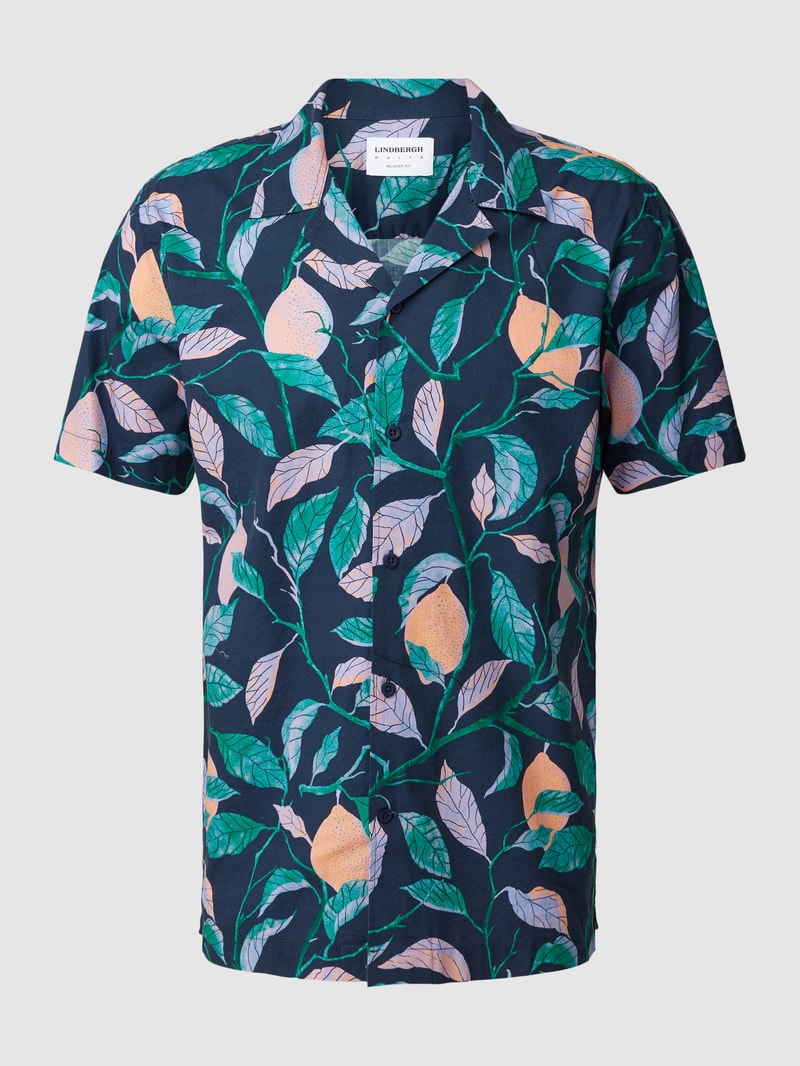 Freizeithemd mit Allover-Motiv-Print in marineblau