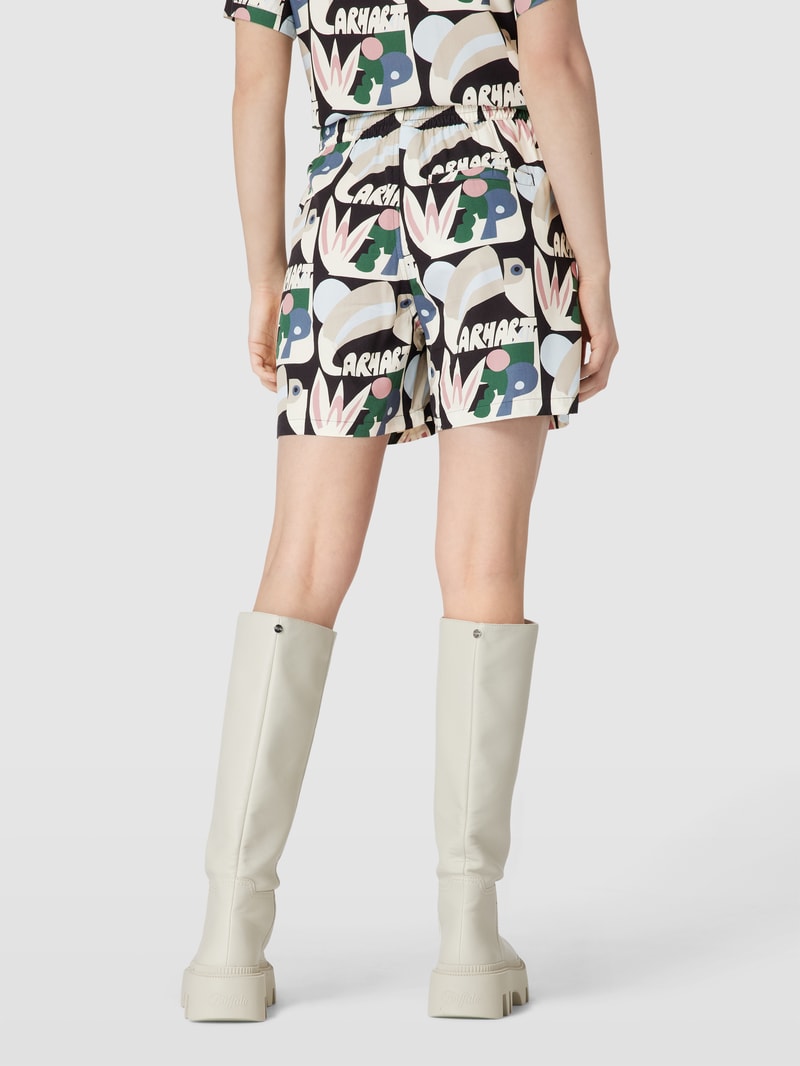 Shorts aus Viskose mit Allover-Print Modell 'Tamas' in schwarz