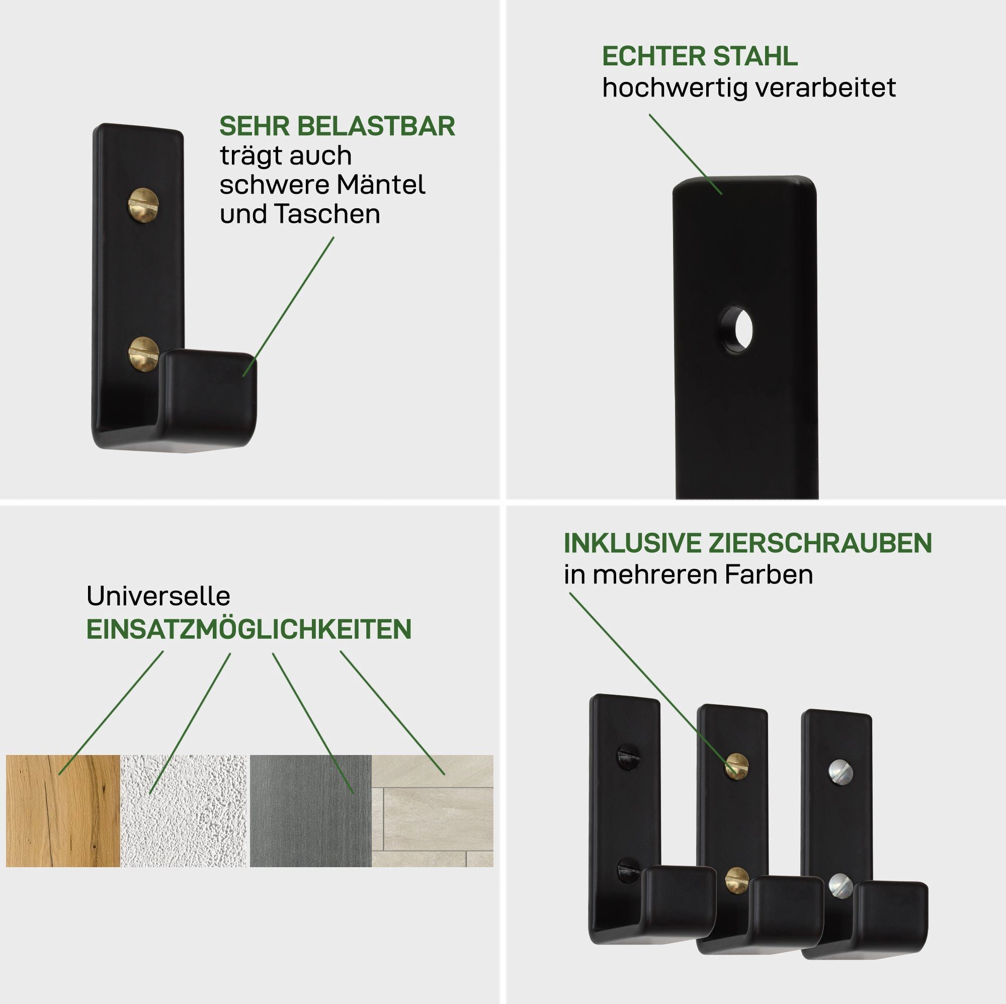Natural Goods Berlin Wandhaken KREUZBERG, Geeignet für Fliesen, Schränke und Türen, ob Badezimmer, Küche, Flur oder Kinderzimmer., (1-St), Regalhalterung, Winkelkonsole, Wandregal, Winkelträger, Temperguss, Weiß