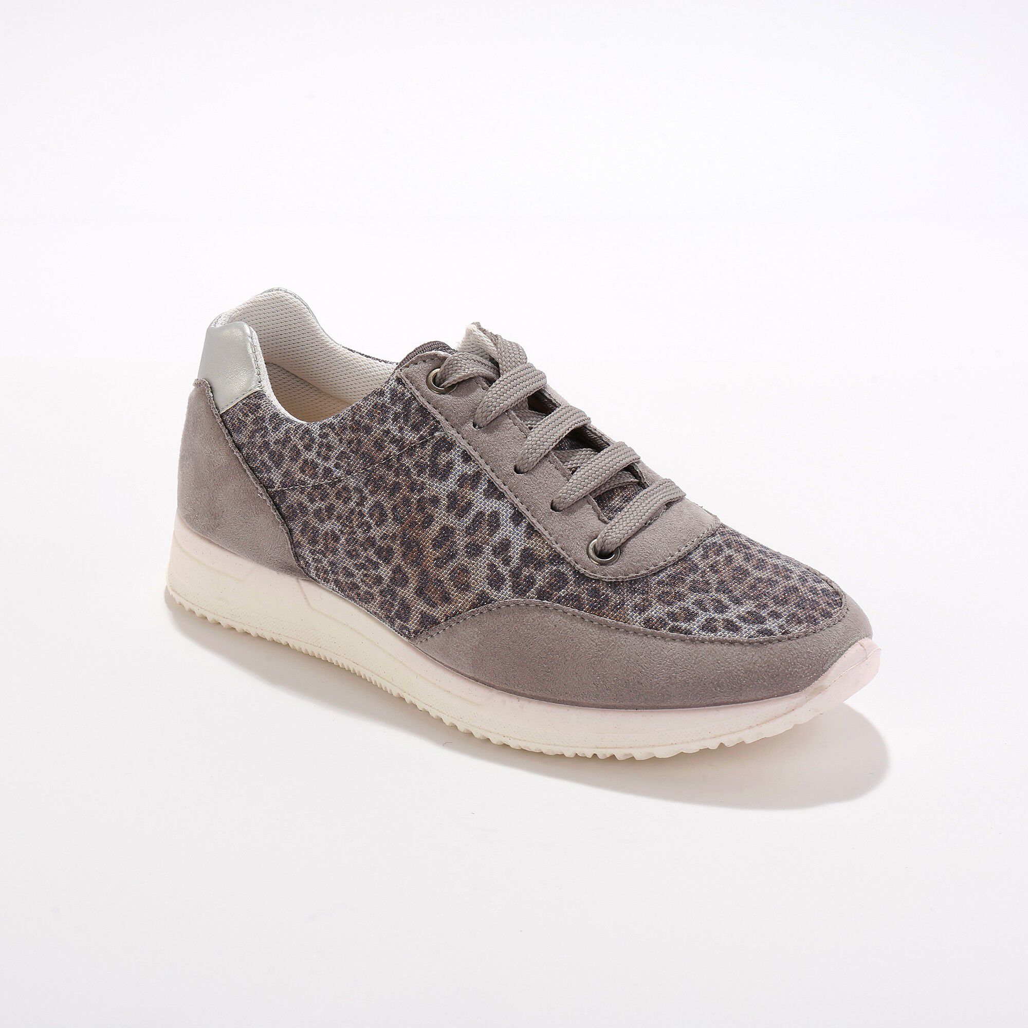 Baskets lacées spécial pieds sensibles en tissu extensible