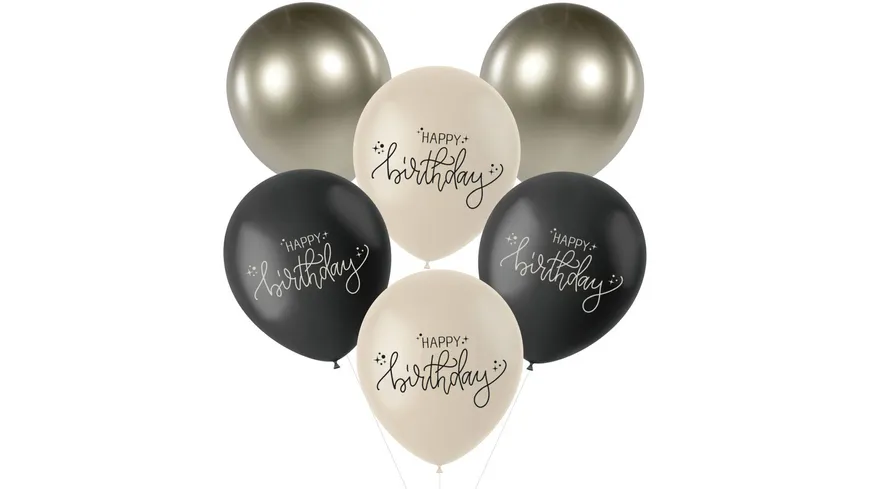 Folat - Latexballons - Crème Noir - 33 cm - 6 Stïuck