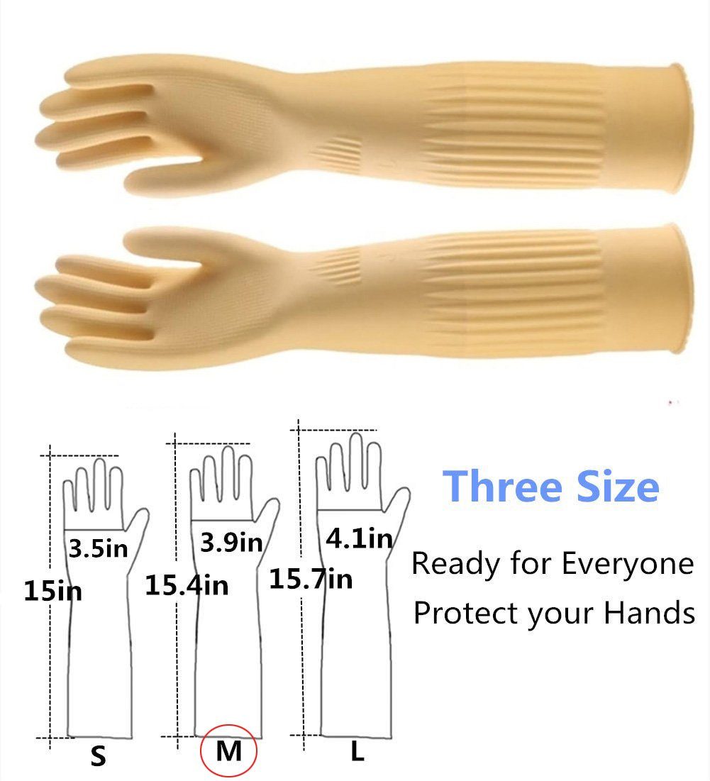 YUHRO Waschhandschuh Gummihandschuhe für die Küche und zum Geschirrspülen, 3 Paar., Schonende Reinigung, wasserdicht, wiederverwendbar.