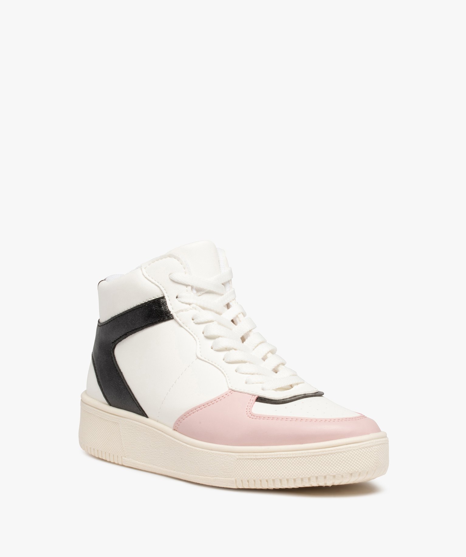 Baskets femme mid-cut colorées à lacets blanc | GEMO