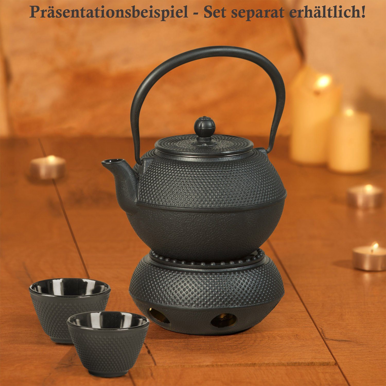 Dimono Teekanne Gusseisen Teebecher Teetassen, (Traditionelles Tee-Set), Emaille