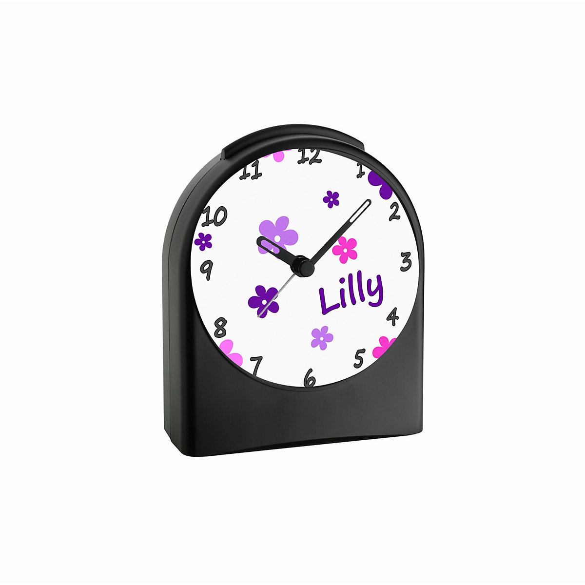 Kinder Funkwecker personalisiert mit Namen Blume Atom-/Funkuhr, 12-Stunden-Anzeigeformat, Schlummerfunktion, Nachtlicht, Geräuschlos/Ohne Ticken