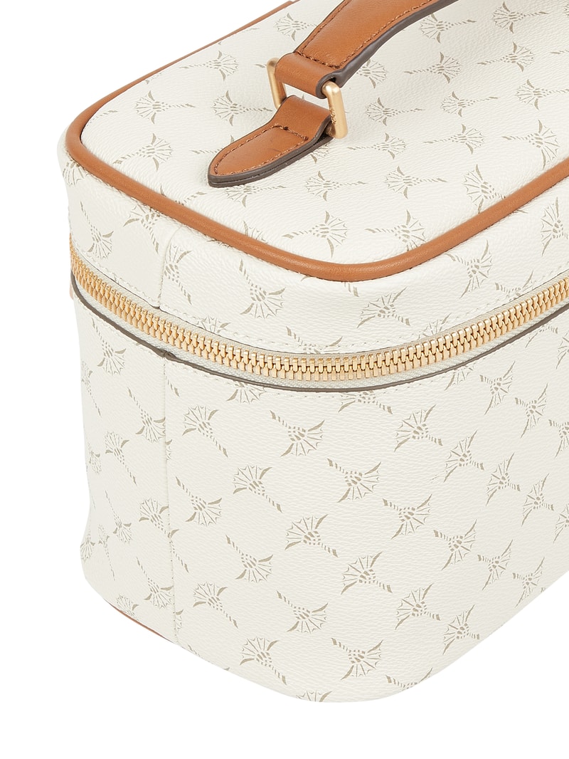 Kulturtasche mit Logo-Muster in ecru