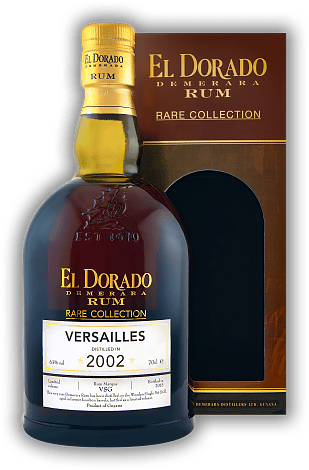 El Dorado Rare Collection Versailles 2002/2015 63% El Dorado Rare Collection Versailles 2002/2015 63% Eine von drei neuen Rumsorten aus der Rare Collection, einer speziellen, limitierten  Serie von Demerara Distillers, destilliert in hölzernen Brennb