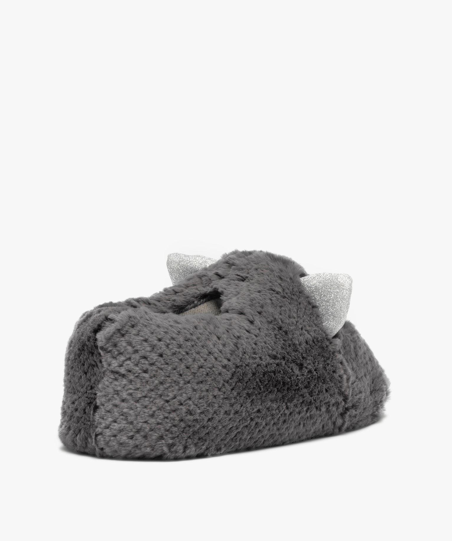 Chaussons femme en volume tête de chat avec oreilles à pai... gris | GEMO