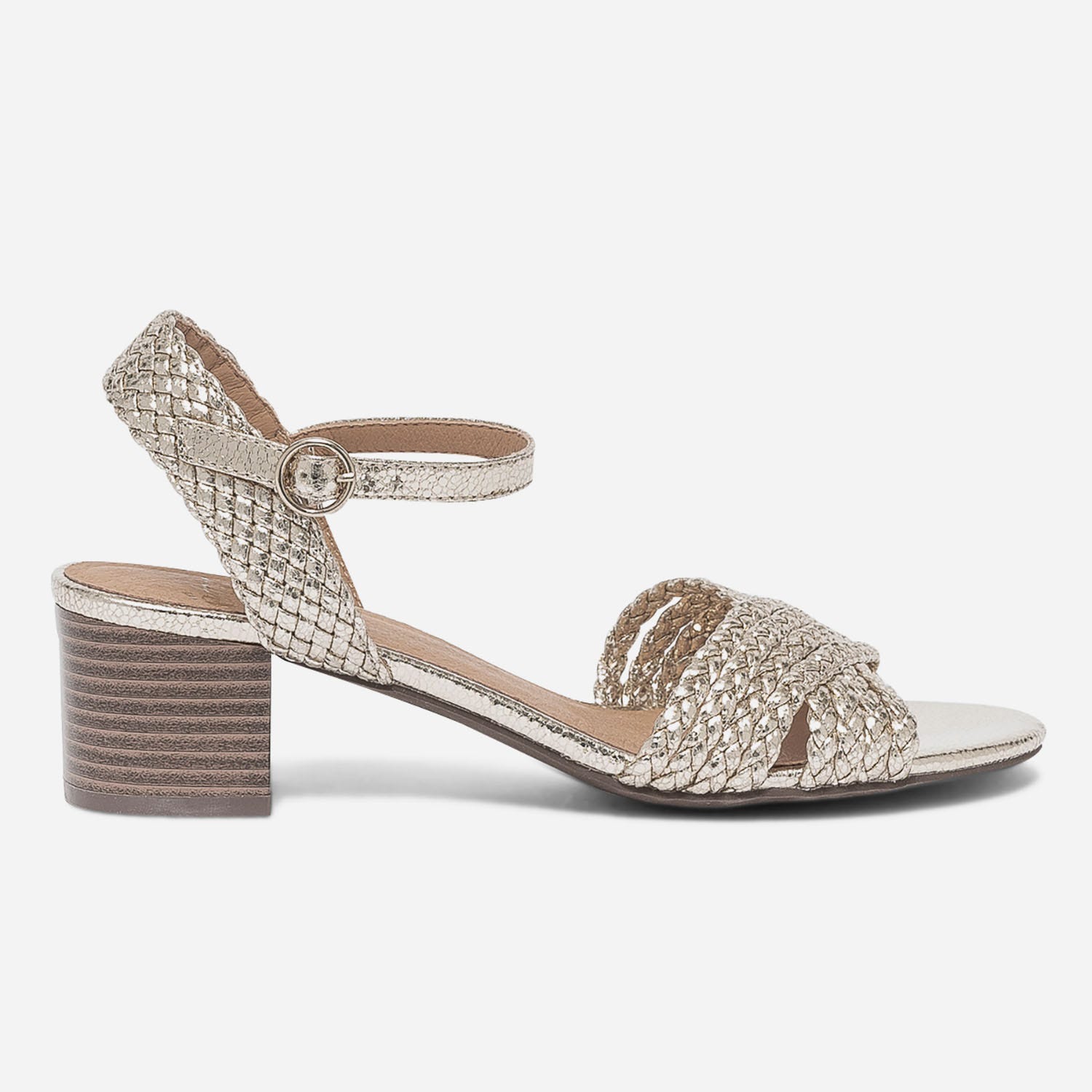 Sandale dorée éco-conçue à brides tressées