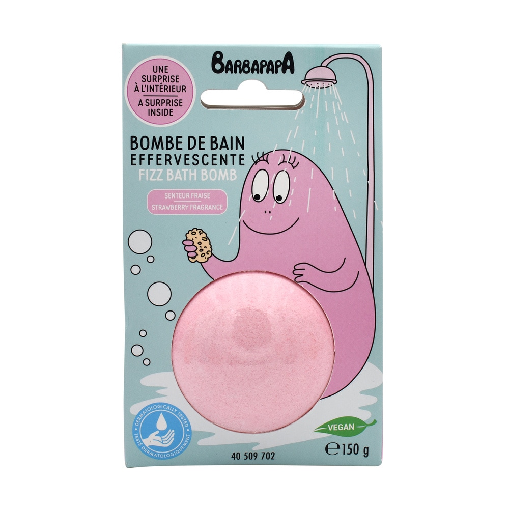 takecare Boule de bain 150g + Medaillon Barbapapa Senteur Fraise Bombes de bain