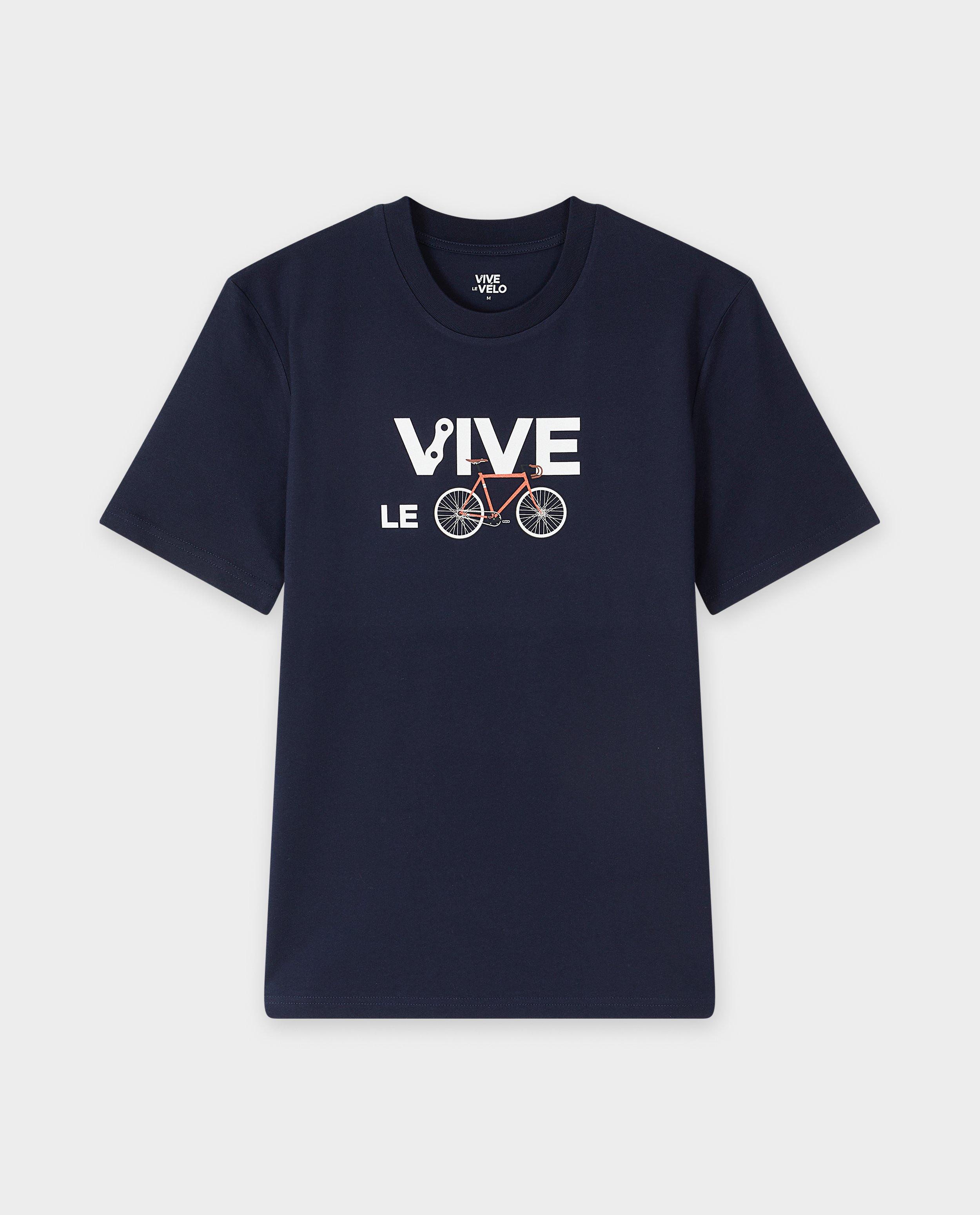 Vive le vélo póló sötétkék mintával