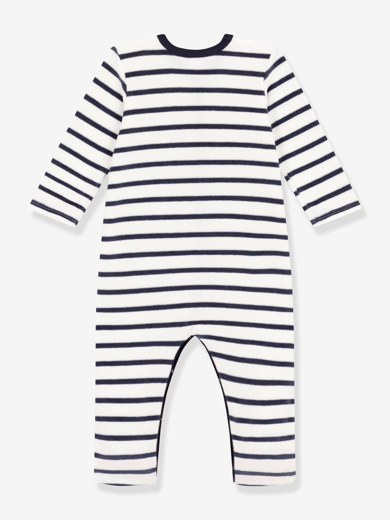 Pyjama bébé rayé en velours PETIT BATEAU blanc imprimé