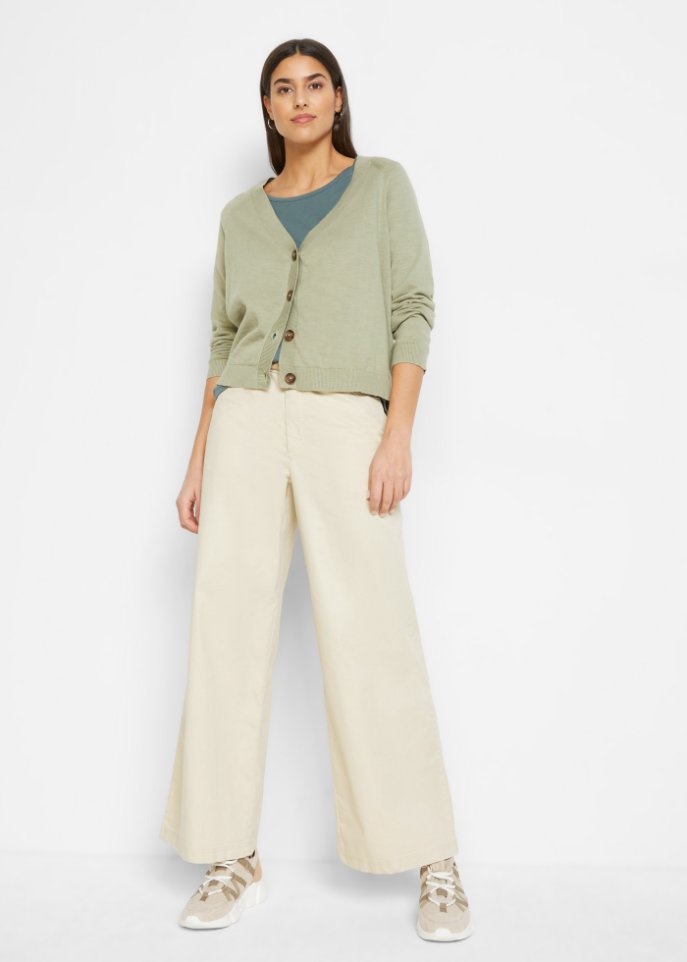 Leichte Twillhose mit weitem Bein und High-Waist-Bequembund