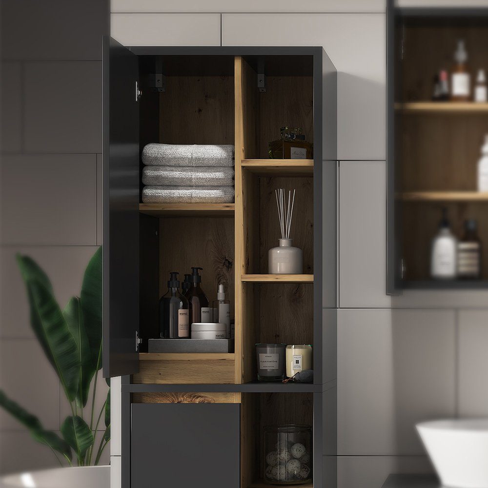Vicco Hochschrank Badezimmerschrank VIOLA Anthrazit/Artisan-Eiche