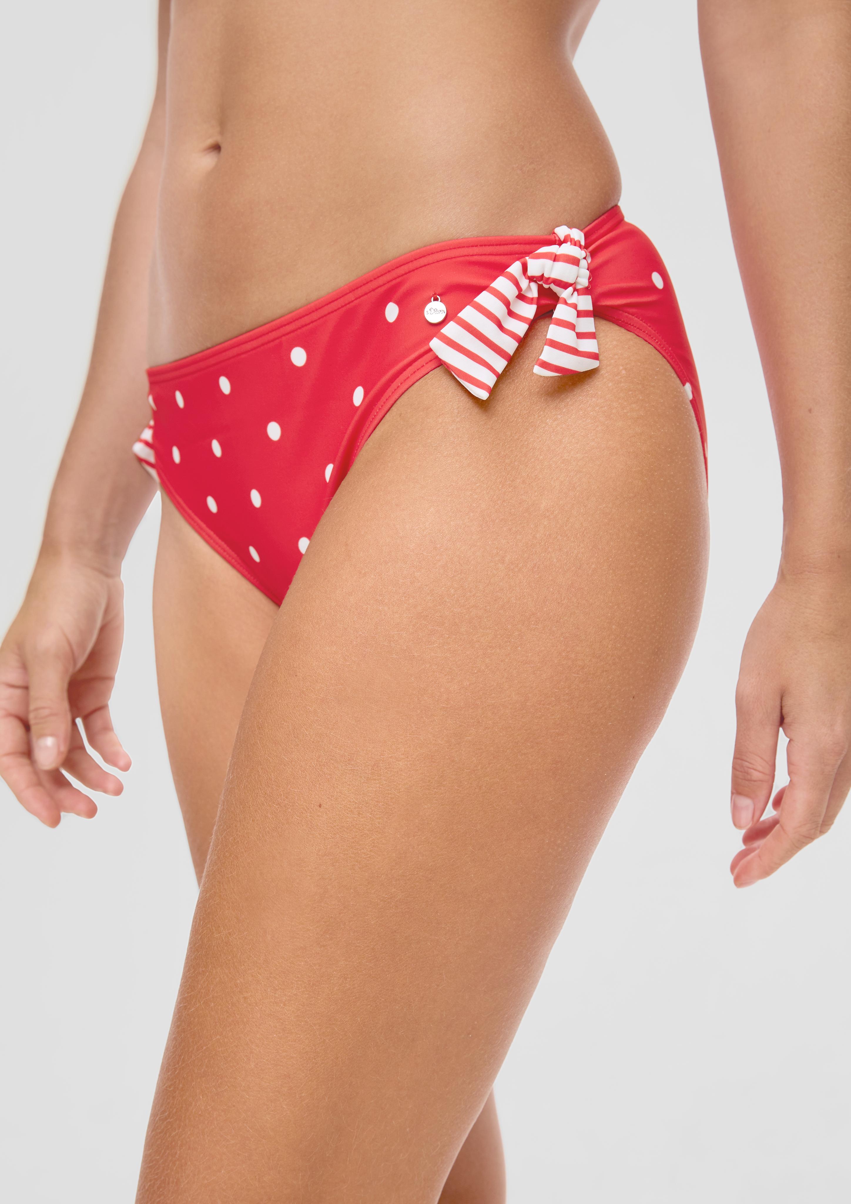 Gepunktete Bikinihose mit seitlichem Schleifen-Detail  6009070-30M1