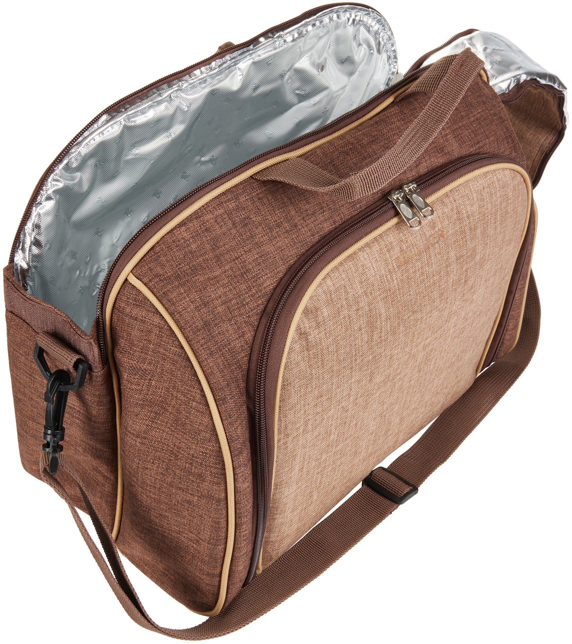 BRUBAKER Freizeittasche Picknick-Set für 4 Personen (30-tlg., isolierende Thermotasche), Picknicktasche mit Kühlfach im Duffelbag