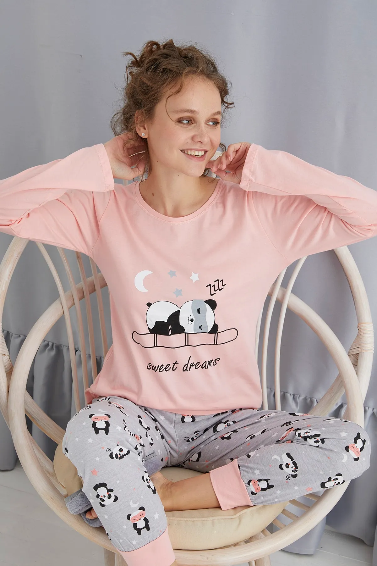 STRAWBERRY  LANGÄRMELIGES PYJAMA-SET AUS BAUMWOLLE
