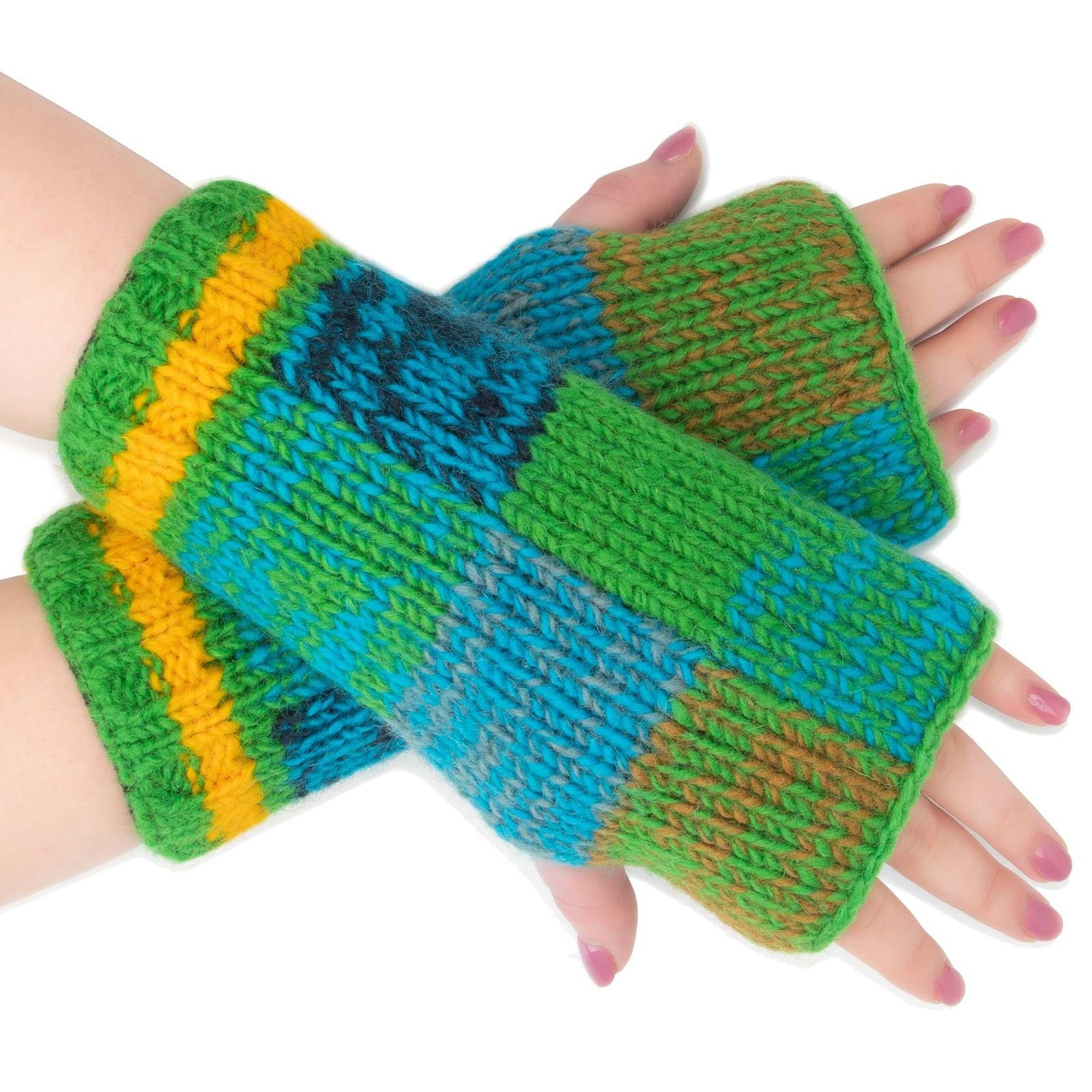 KUNST UND MAGIE Armstulpen Bunte Armstulpen Stulpen Handwärmer Pulswärmer Handschuhe Wolle Boho