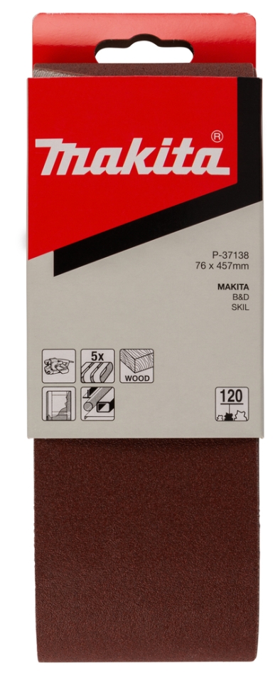 Makita dodatki P-37138 Brusilni trak 457 x 76 mm K120 5 kosov.