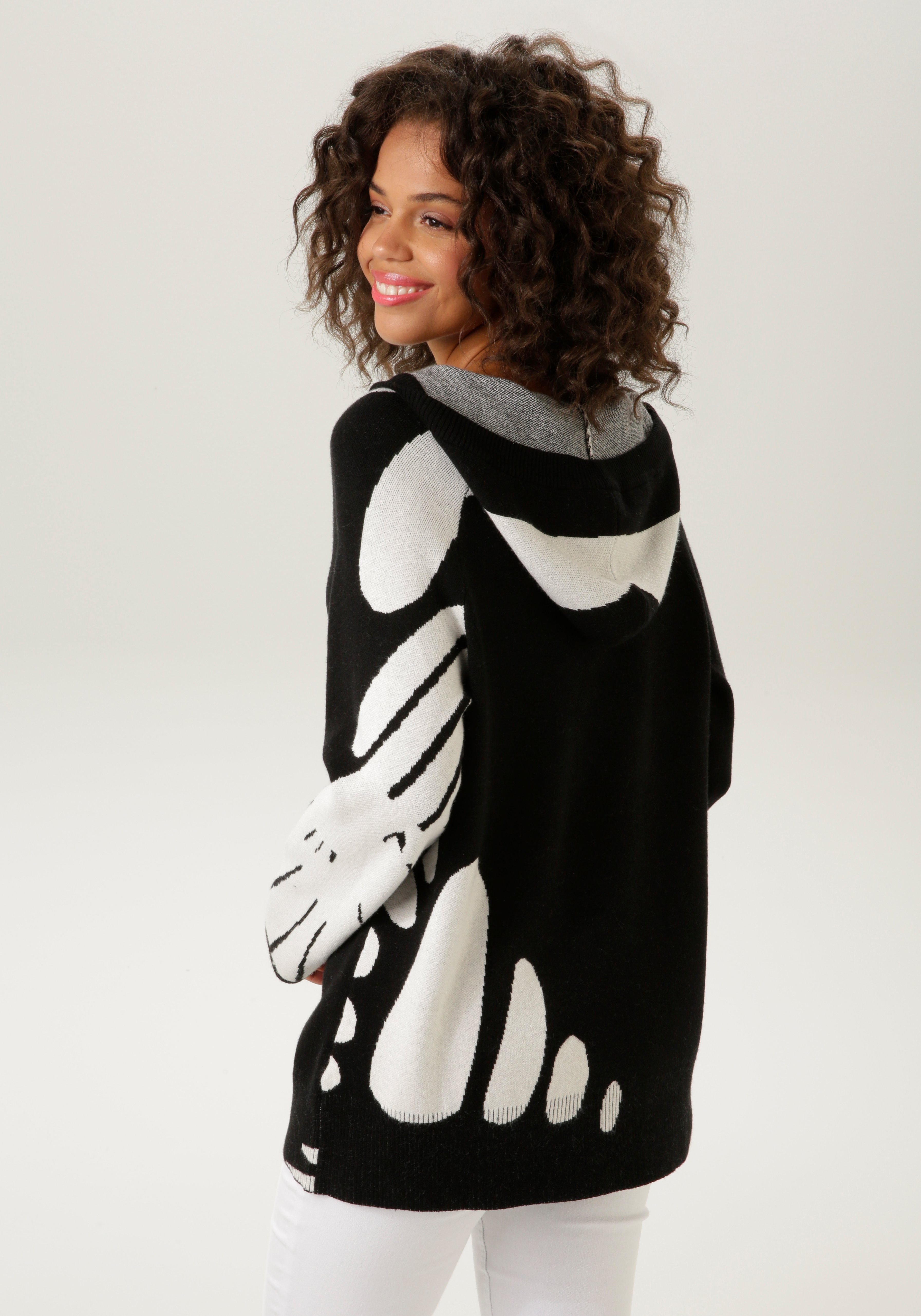 Aniston CASUAL Strickpullover mit Kapuze und V-Ausschnitt - NEUE KOLLEKTION