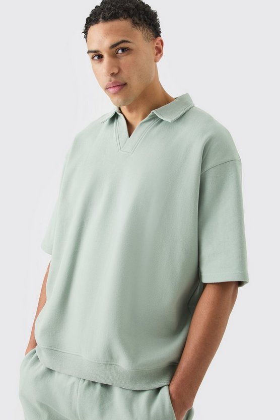 Oversize Poloshirt mit elastischem Saum & Shorts
