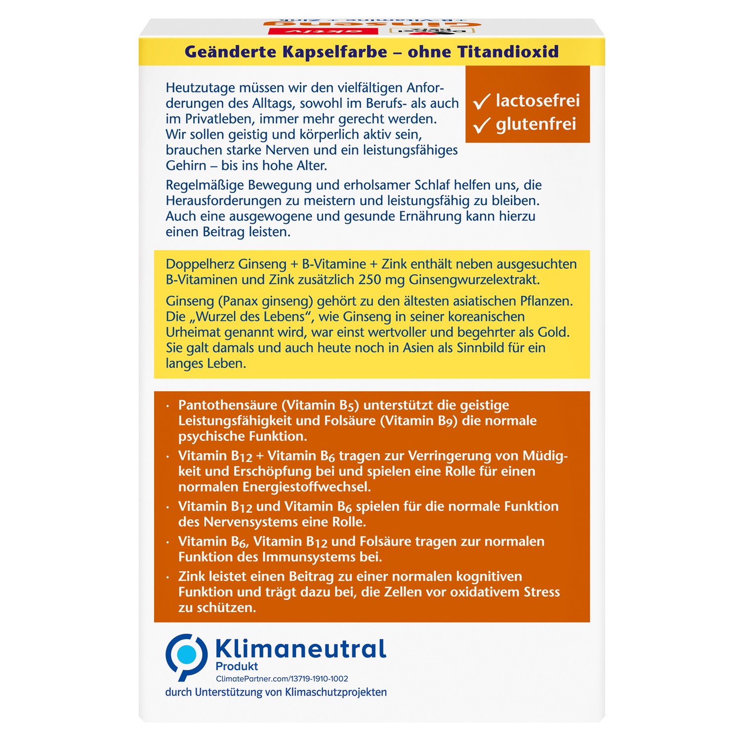Ginseng 250+B-Vitamine+Zink Kapseln