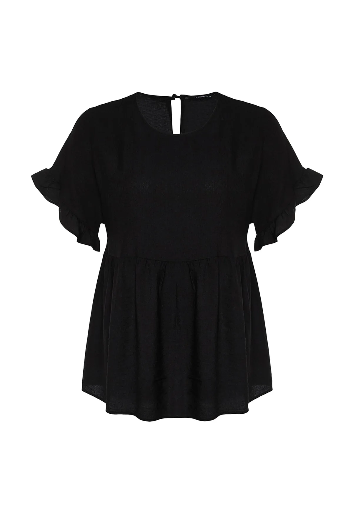 Trendyol Curve  Schwarze gewebte Volantbluse TBBSS22AF0002