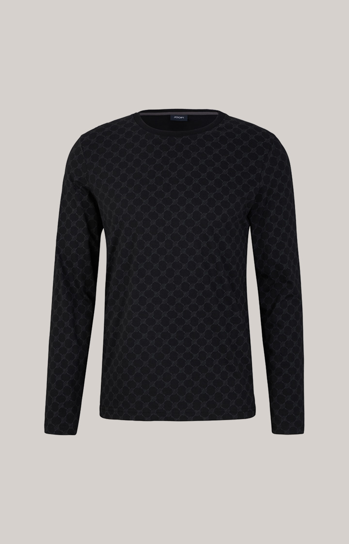 Loungewear Longsleeve in Schwarz gemustert