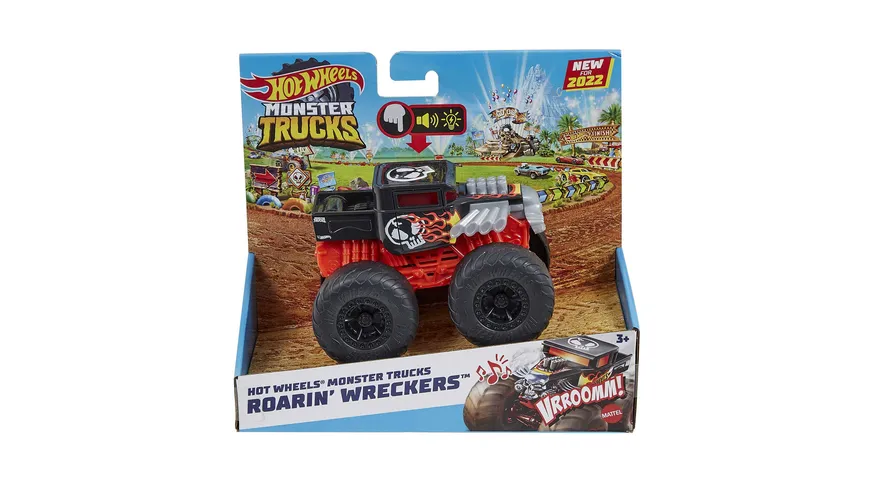 Hot Wheels Monster Trucks Roarin’ Wreckers Trucks mit Licht- und Geräuscheffekten, 1 Stück, sortiert