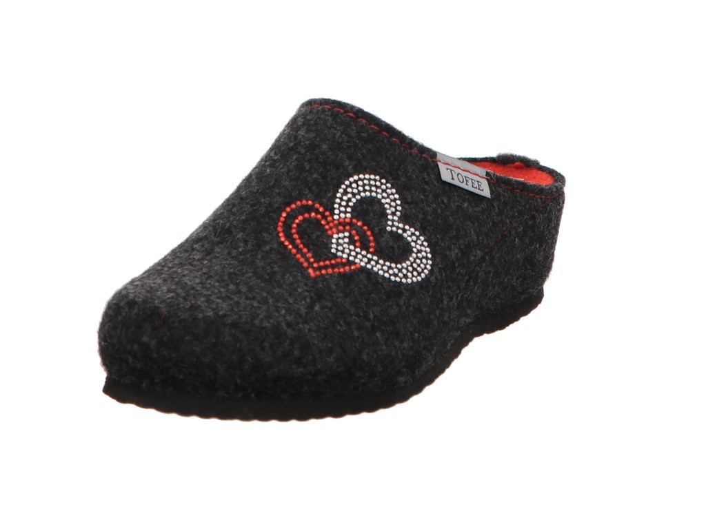 TOFEE Hausschuhe grau Two hearts of studs,antracite