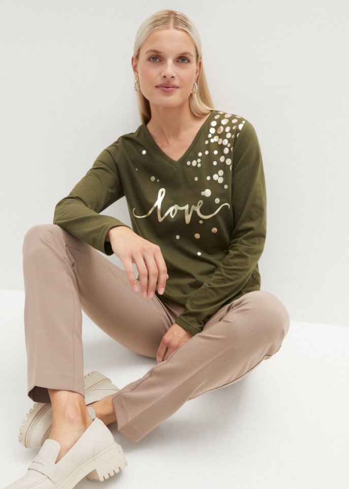 Langarmshirt mit Metallic-Print
