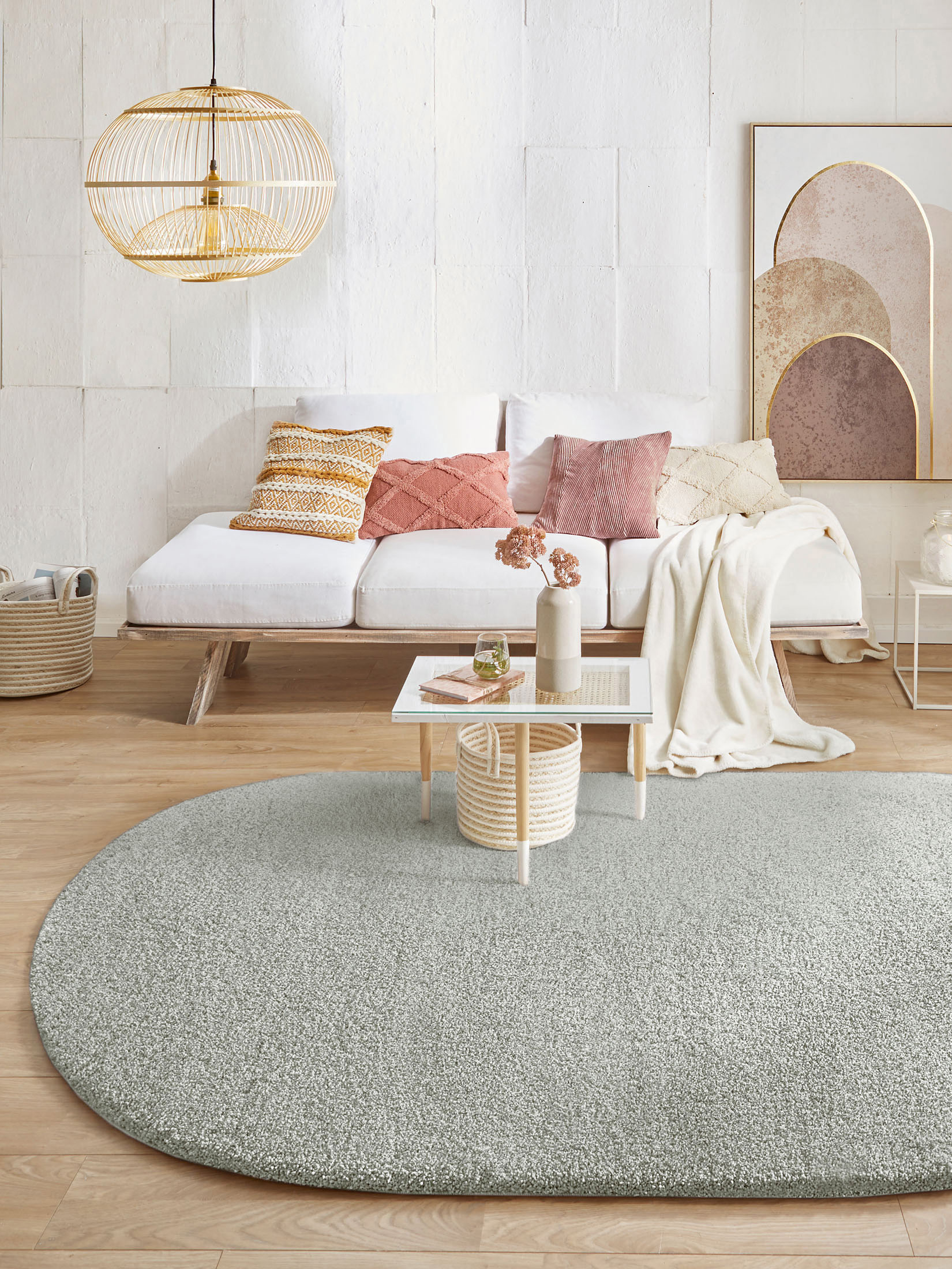 Lounge Hochflor-Teppich, Hellgrau