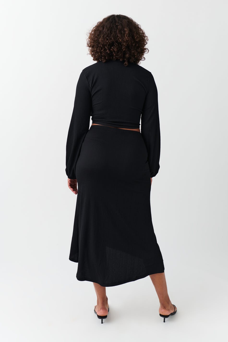 Ruched midi skirt