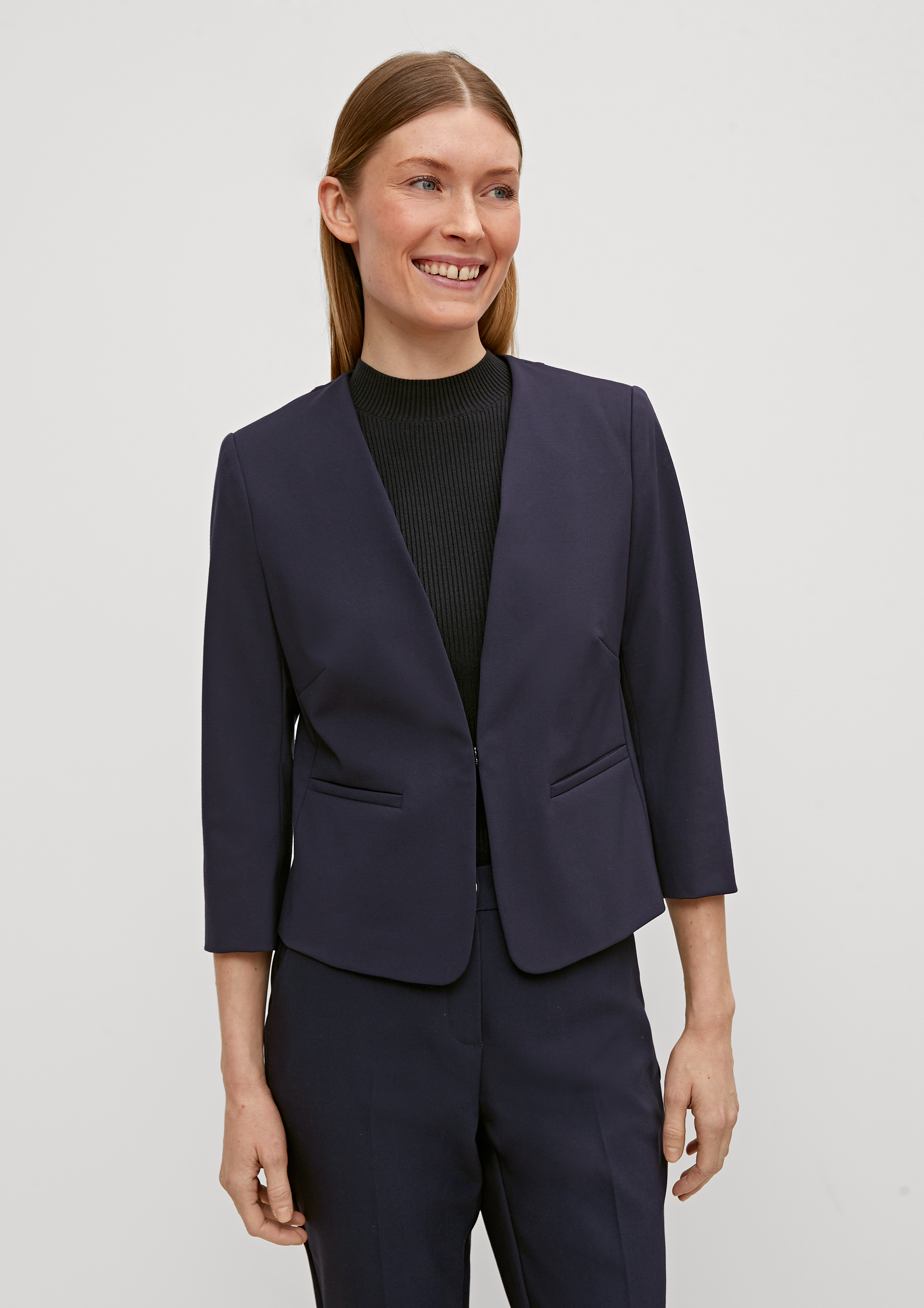 Blazer mit kurzem Schnitt - navy
