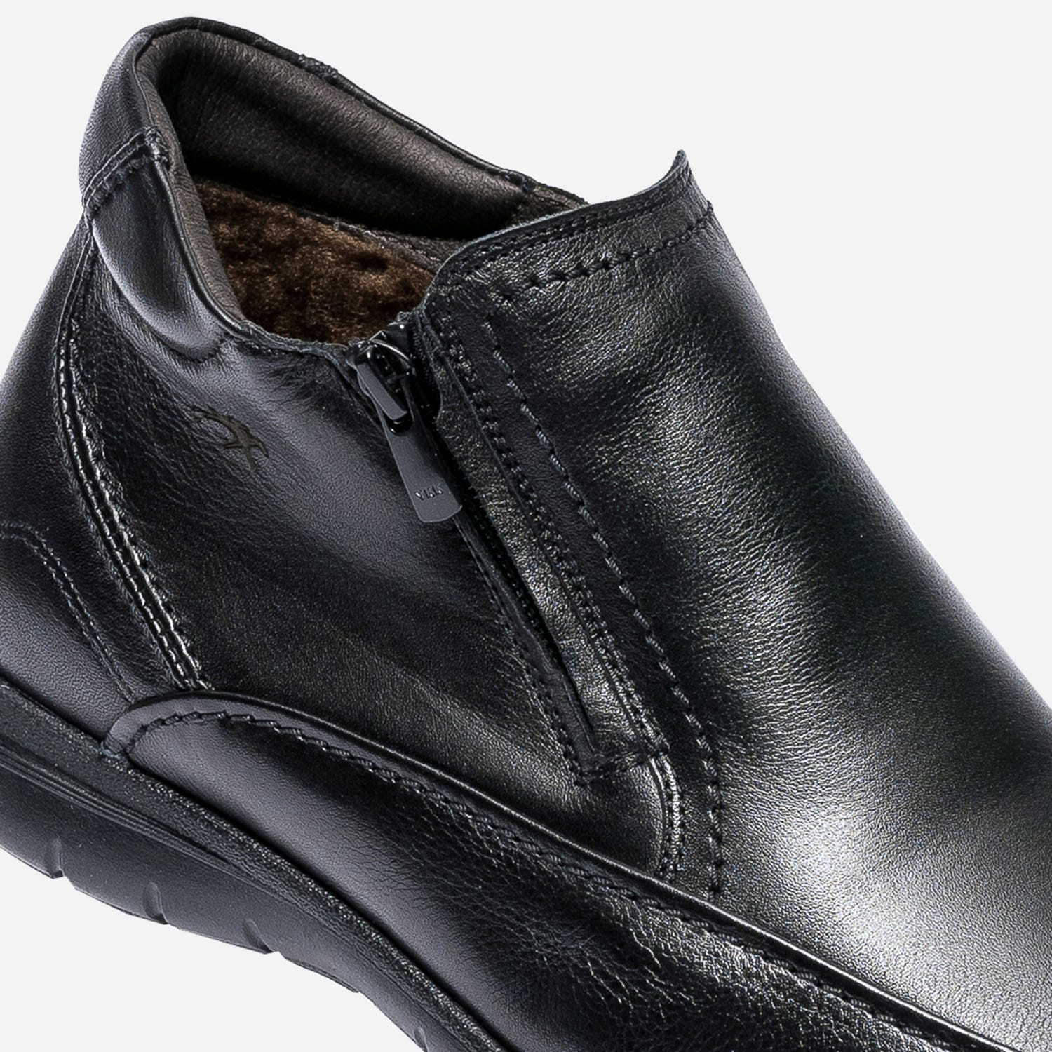 Boots FLUCHOS noir en cuir fourré avec zips