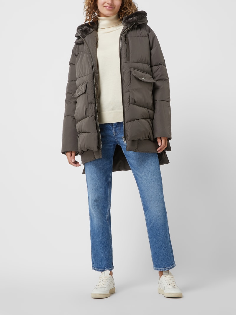 Steppjacke mit Pattentaschen Modell 'LYNDON' in dunkelgrün