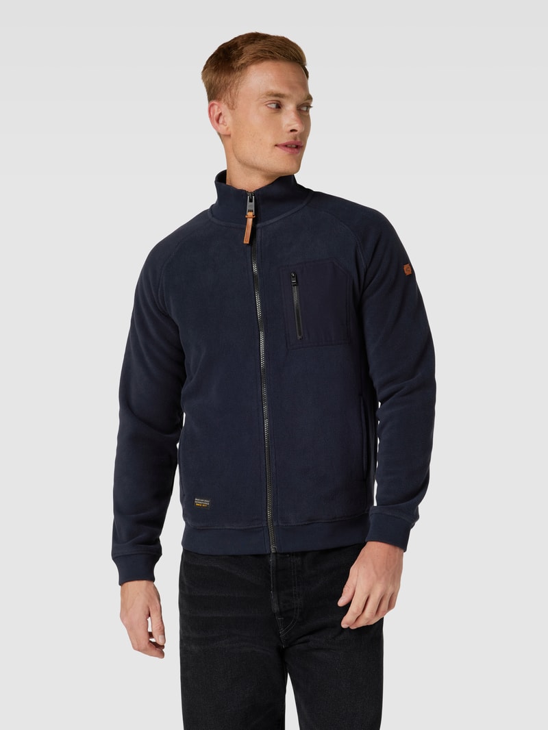 Fleecejacke mit Brusttasche in dunkelblau