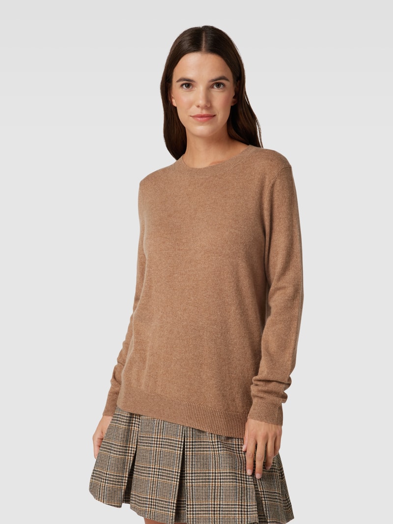 Kaschmirpullover in melierter Optik in camel meliert