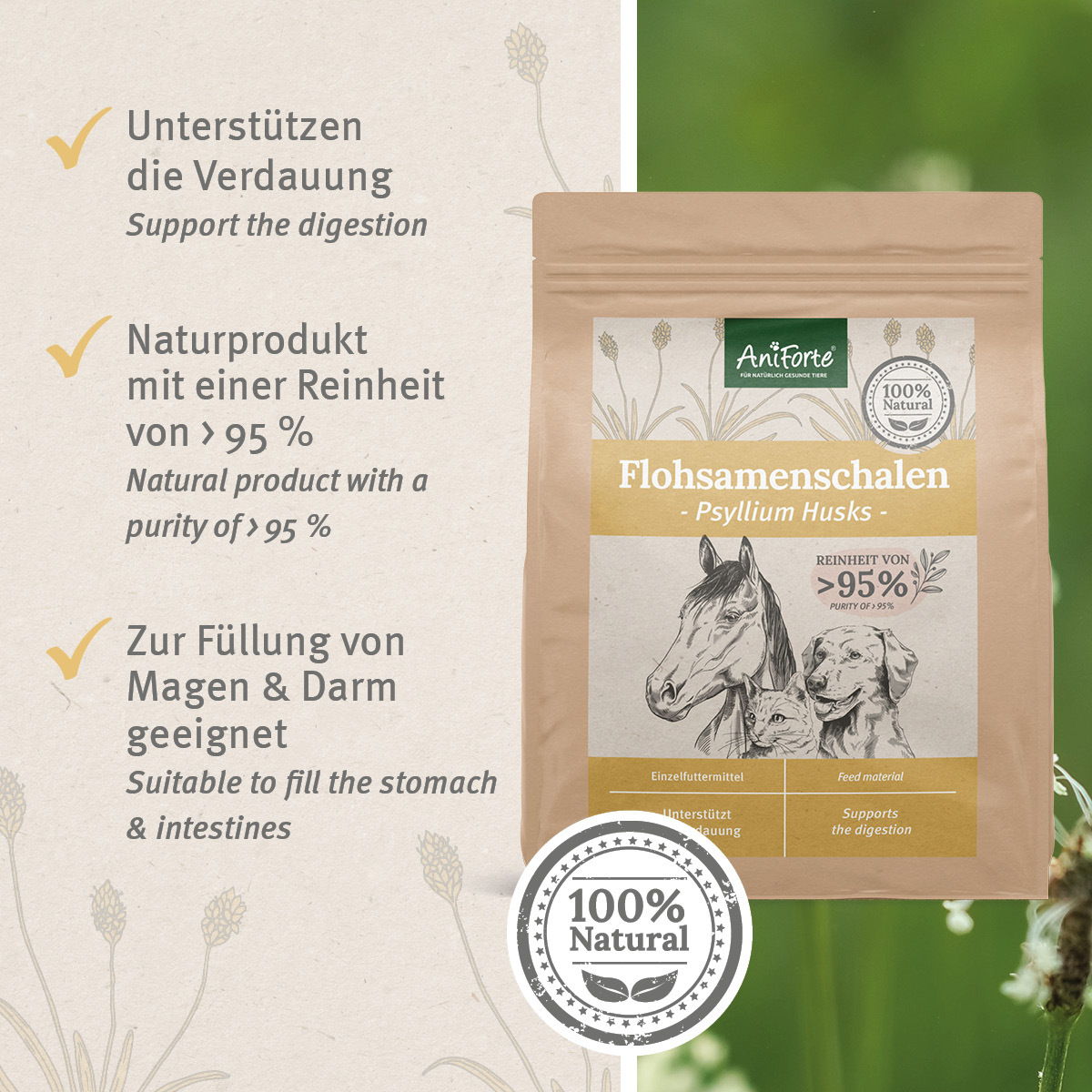 Aniforte Ergänzungsfutter & Aufzucht Aniforte Flohsamenschalen 1kg