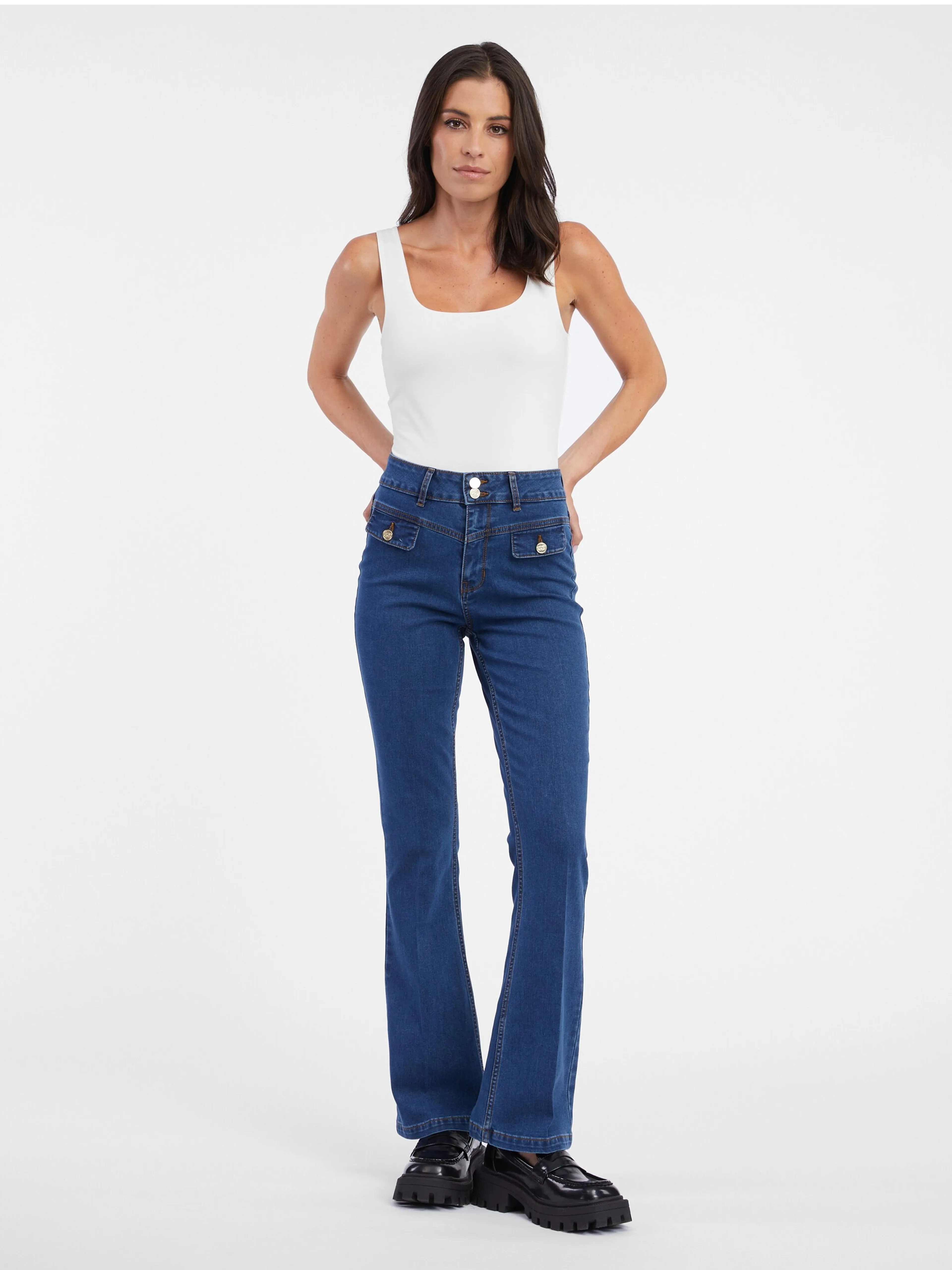 Blaue Damen-Bootcut-Jeans ORSAY