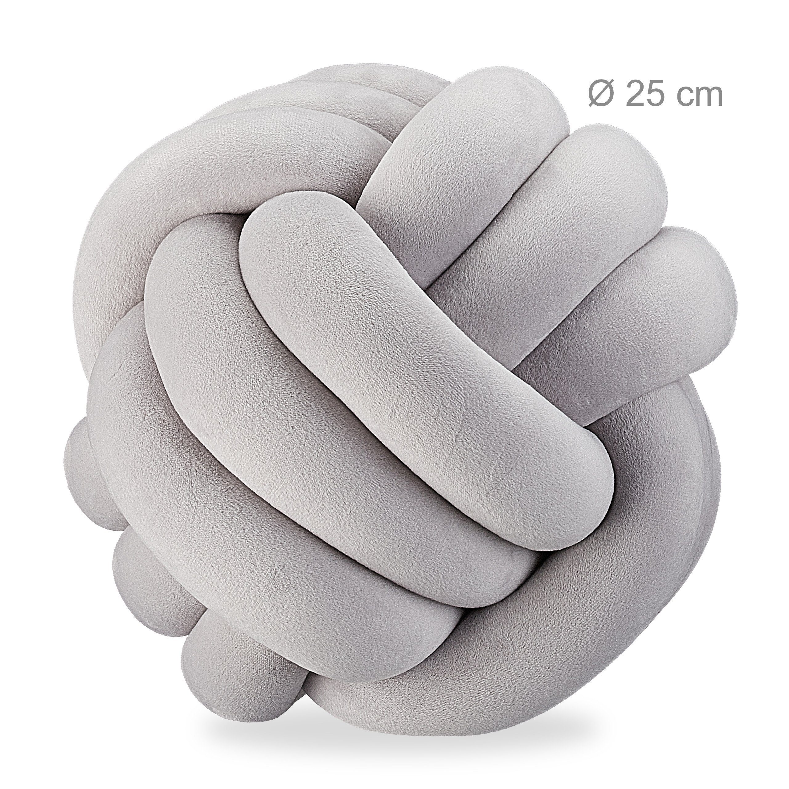relaxdays Dekokissen Knotenkissen, Grau