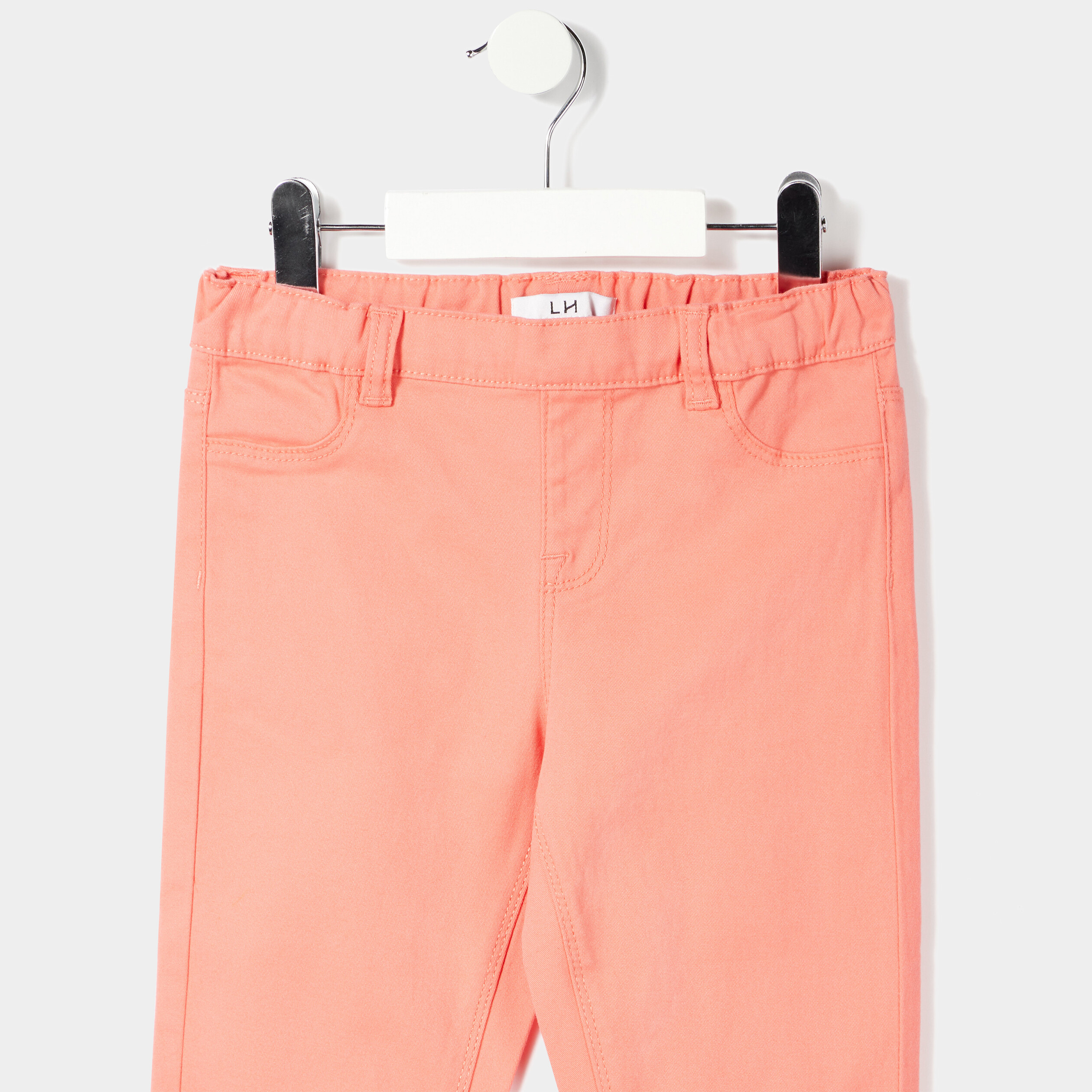 Pantalon tregging ajustable en coton rose corail fille | La Halle