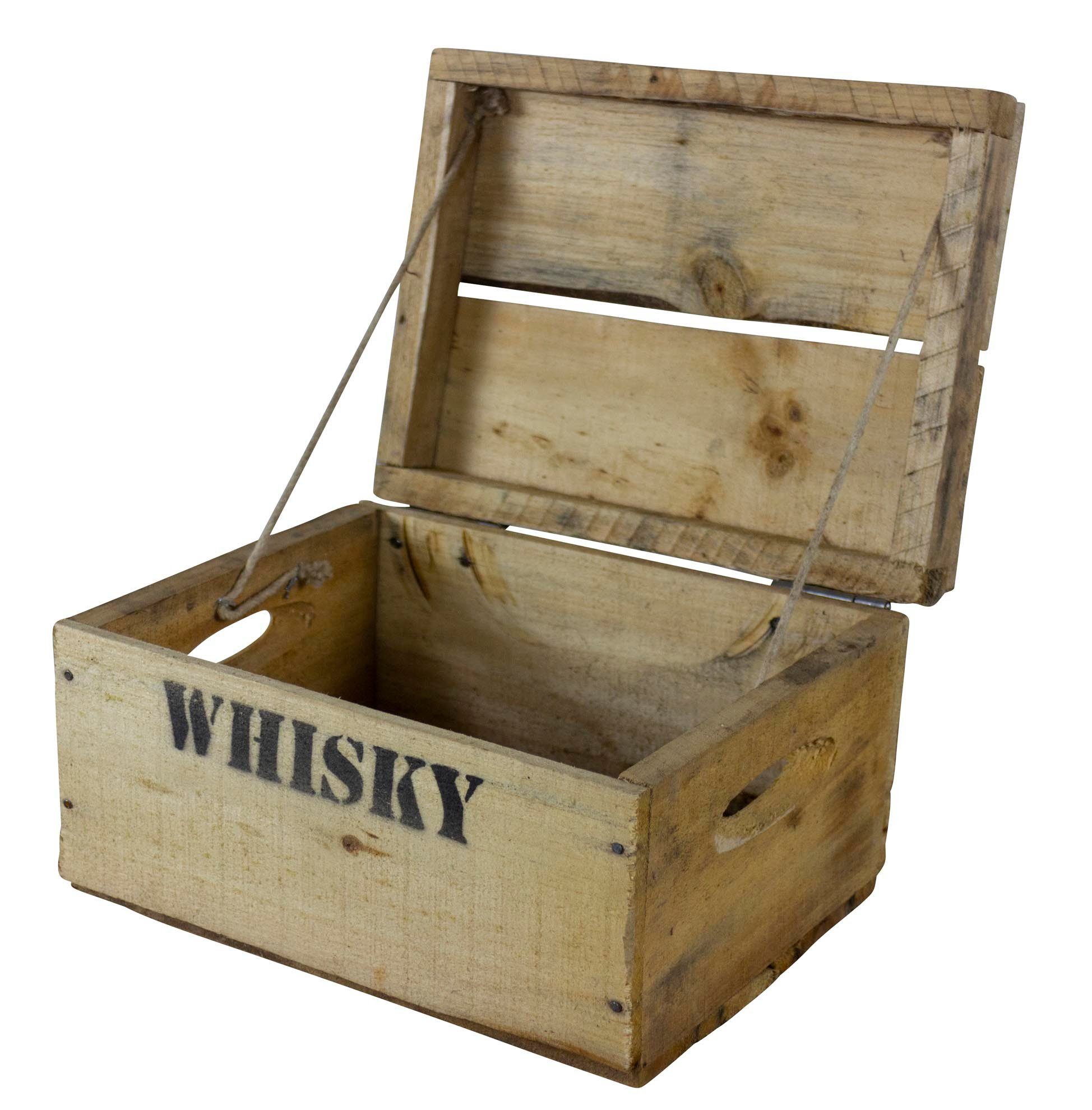 Kistenkolli Altes Land Allzweckkiste alte Holztruhe Whisky mt Deckel Holzkiste Schatztruhe Truhenkiste