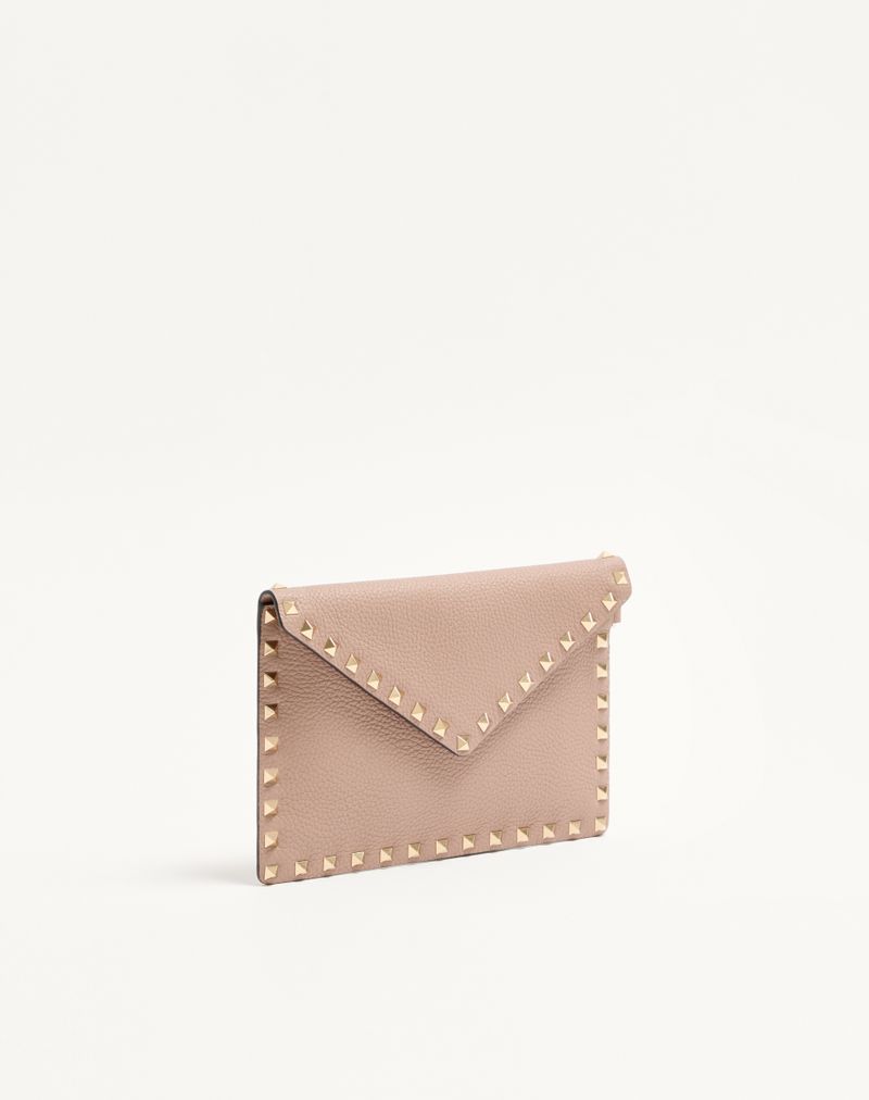 Bolsa Rockstud em couro de bezerro granada